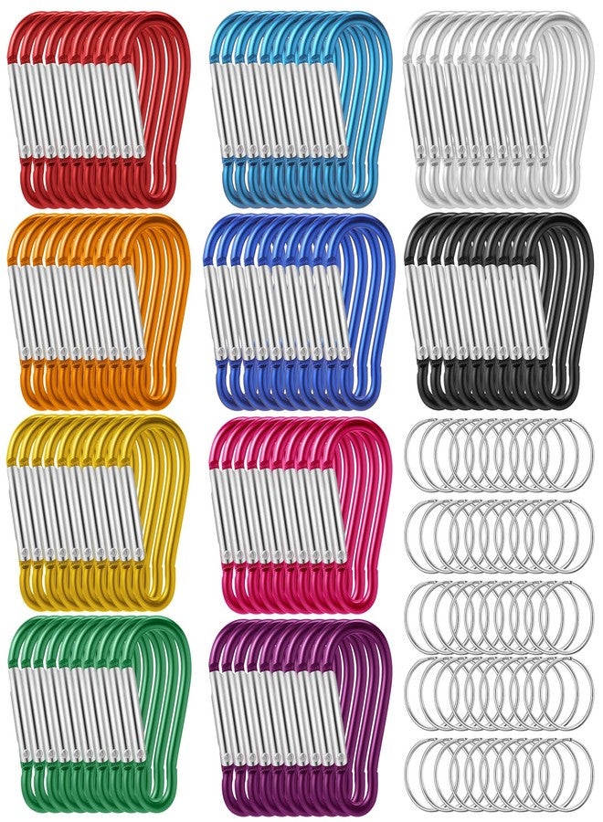 Yaocom 200 Pcs 1.8" Bulk 100 Aluminum Clip Keychains with 100 Keyrings Metal Mini Spring Snap Hooks for Camping Hiking Traveling Outdoor Activities (Stylish Color) - Image 1